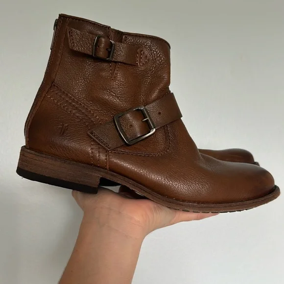 FRYE Tyler Engineer Boots Ankle Bootie Cognac Leather size 7 - Picture 2 of 5